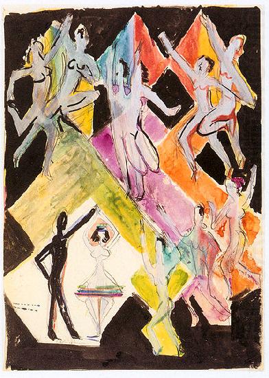 Ernst Ludwig Kirchner Design for the wall-painting Colourful-dance china oil painting image